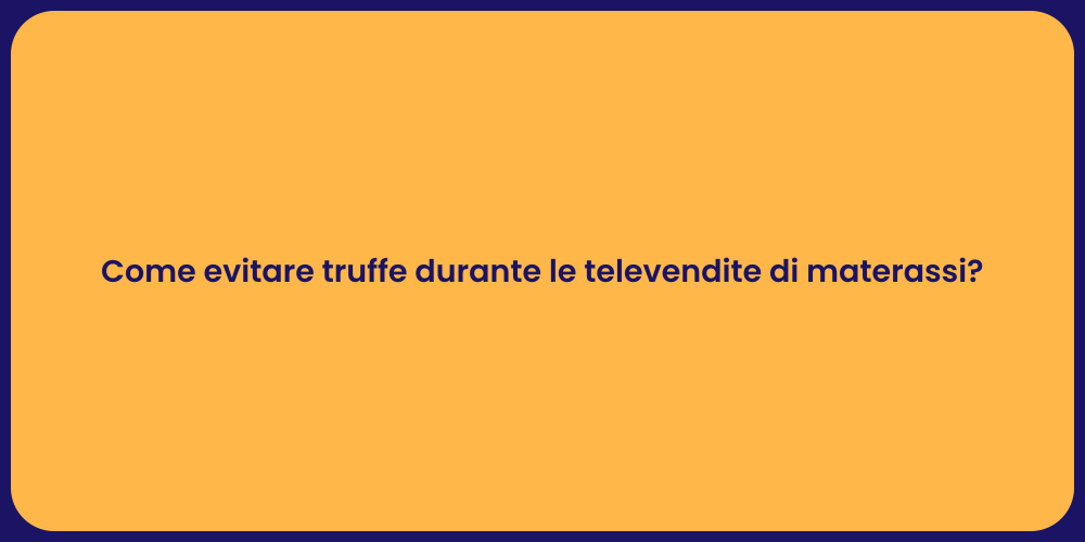 Come evitare truffe durante le televendite di materassi?