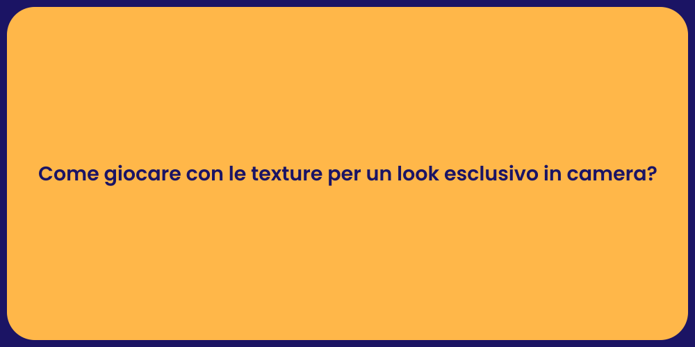 Come giocare con le texture per un look esclusivo in camera?