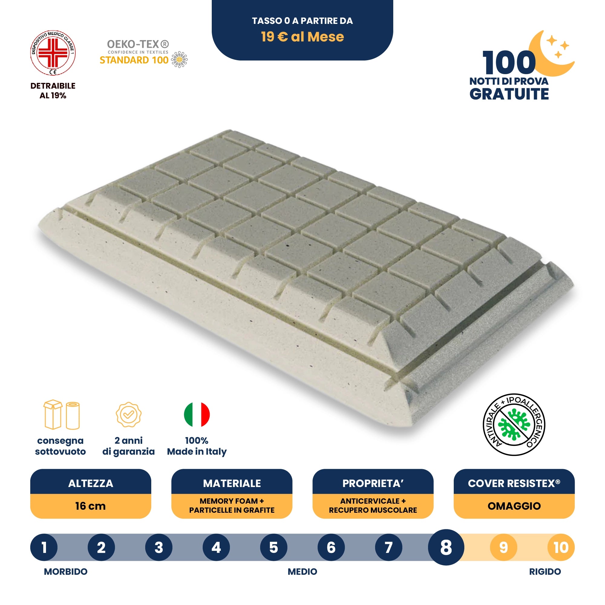 Cuscino per recupero muscolare a taglio laser in grafite - Lunar