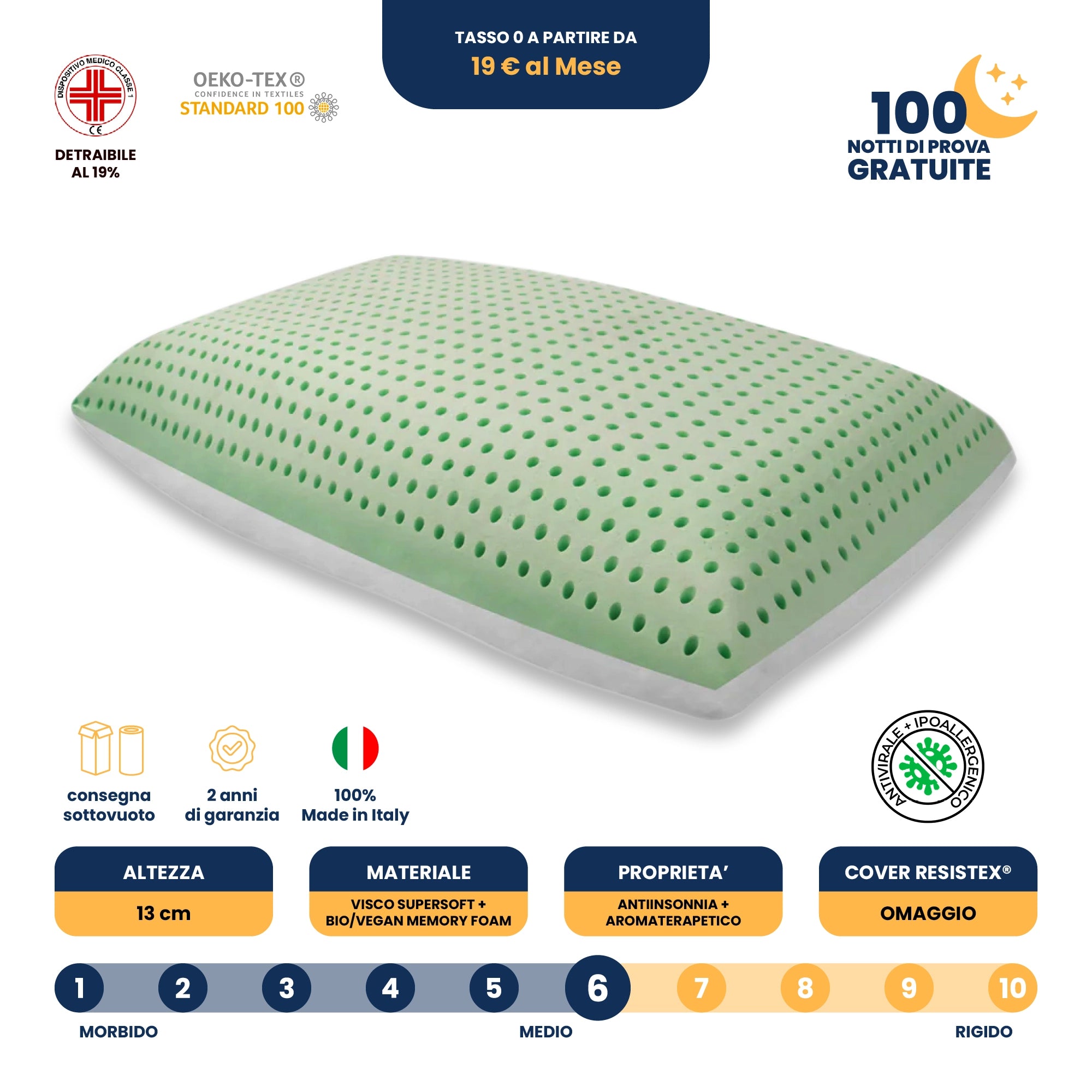 Cuscino Anti-Insonnia Aromaterapico con Aloe Rinfrescante - Morfeo