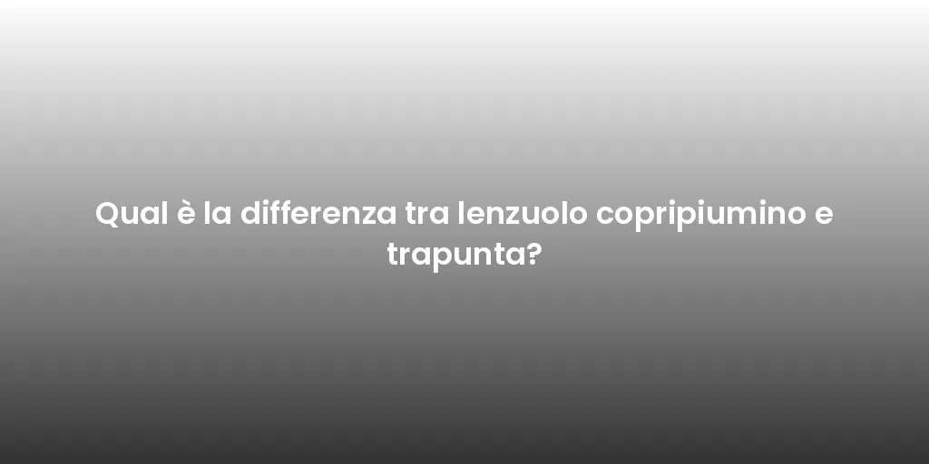 Qual è la differenza tra lenzuolo copripiumino e trapunta?