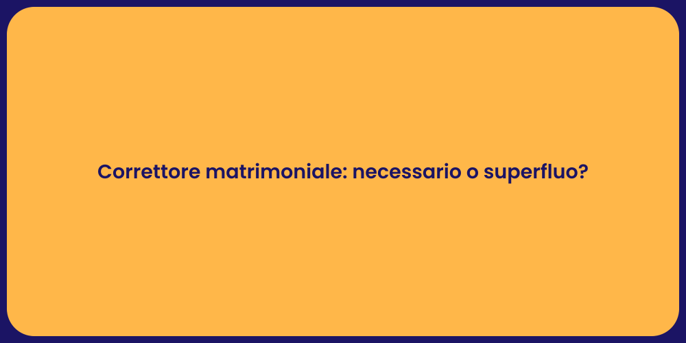 Correttore matrimoniale: necessario o superfluo?