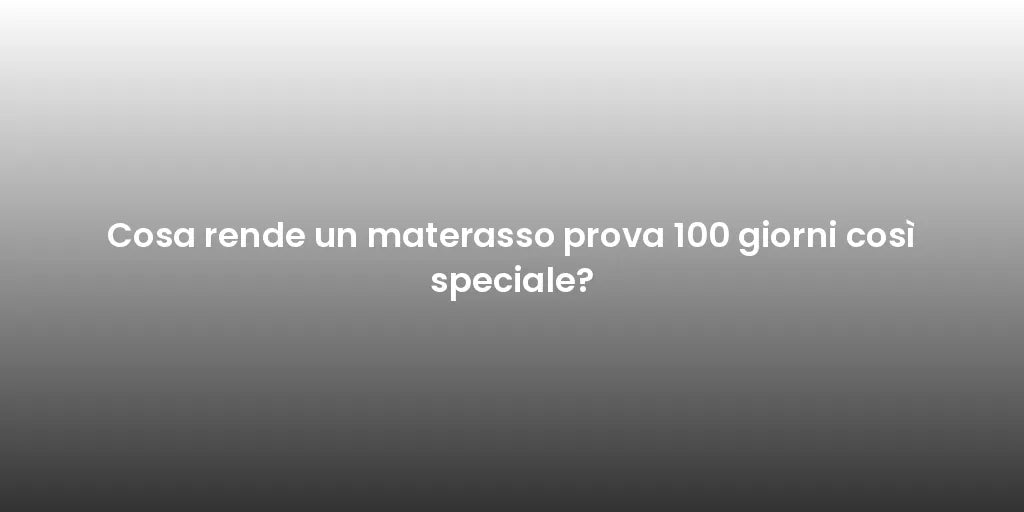 Cosa rende un materasso prova 100 giorni così speciale?